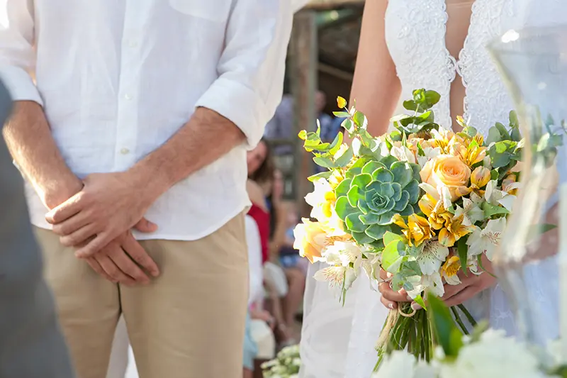 Detalhe floral dos noivos